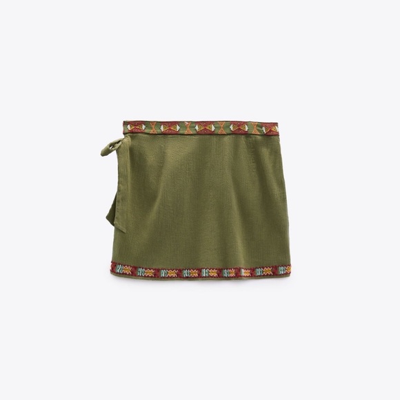 Zara Khaki Beaded Mini Skirt - Picture 8 of 10